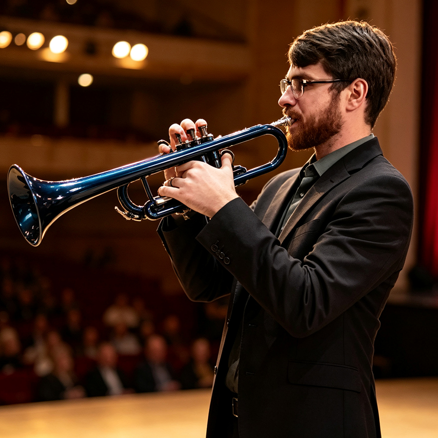 AKLOT Blue Bb Trumpet Standard Trumpet Set for Beginners and Students, High-Quality Lacquered Musical Instrument with Hard Case and Accessories for School Band Practice and Music Lessons ﻿