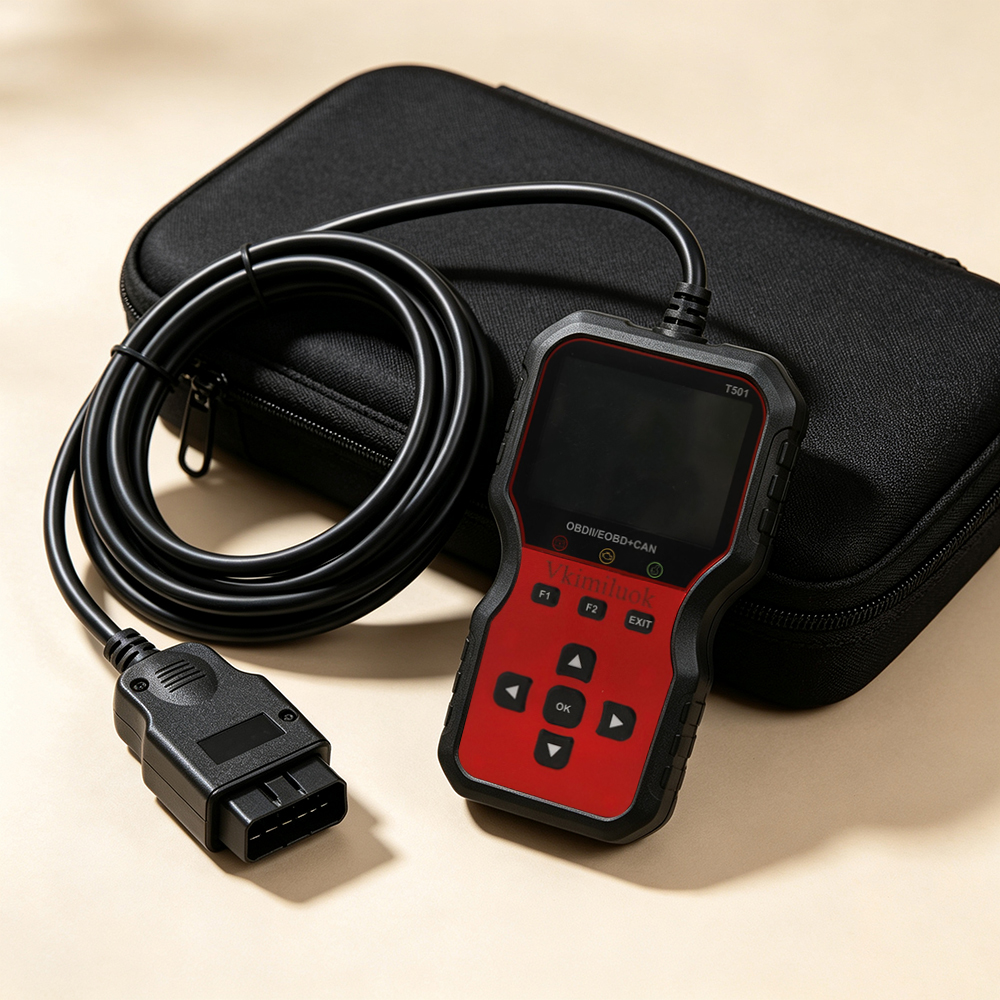 VkimiLuok T501 OBD2 Scanner, Automotive testing equipment, namely, handheld diagnostic scanners for Check Engine Light, Universal Car Code Reader for Home Garage and Vehicle Maintenance.