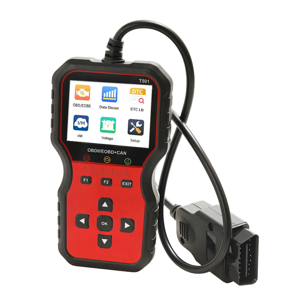 VkimiLuok T501 OBD2 Scanner, Automotive testing equipment, namely, handheld diagnostic scanners for Check Engine Light, Universal Car Code Reader for Home Garage and Vehicle Maintenance. VkimiLuok T501 OBD2 Scanner, Automotive testing equipment, namely, handheld diagnostic scanners for Check Engine Light, Universal Car Code Reader for Home Garage and Vehicle Maintenance.