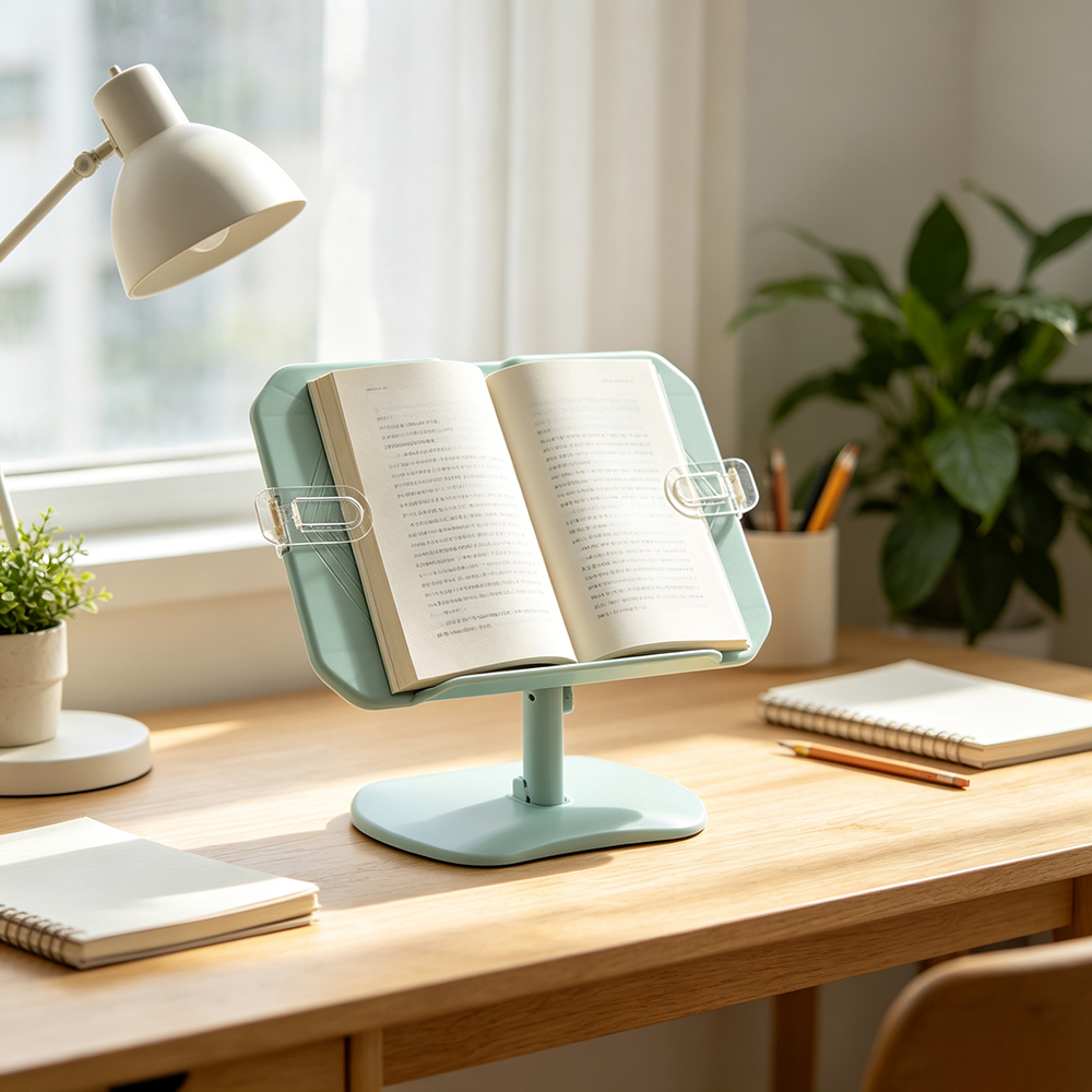 LOIDLVXS Adjustable Reading Stand, Height & Angle Adjustable, for Books/Cookbooks/Tablets, Hands-Free, Great for Study, Kitchen & Office