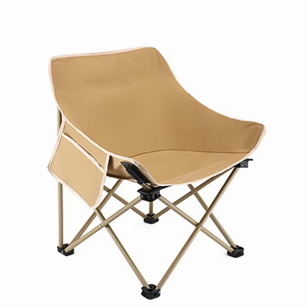 Portable Folding Camping Chair, Heavy Duty Moon Chair Outdoor Furniture with Side Pocket for Picnic, Beach, Hiking and Lawn.