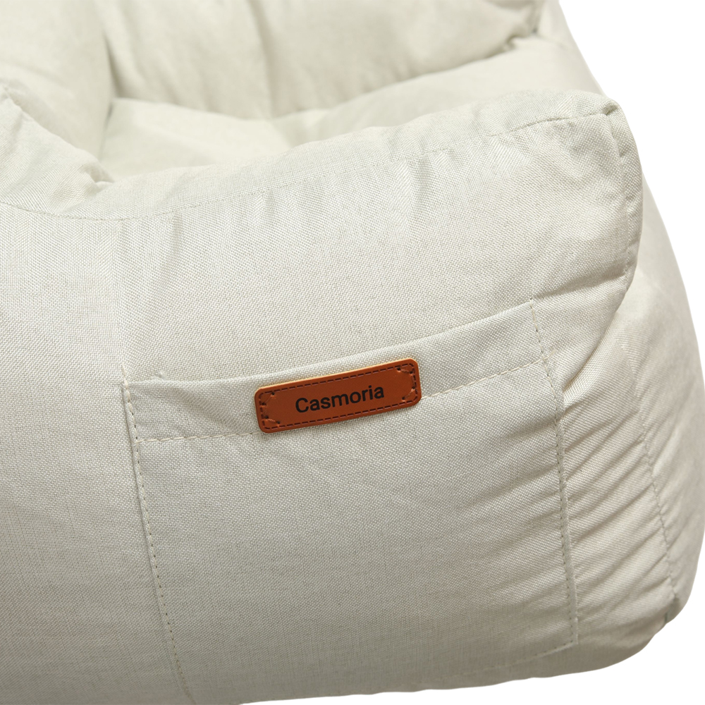 Casmoria Cute Animal Ear Bean Bag Chair for Kids, Soft Plush Lazy Sofa for Reading Nook & Playroom, Comfortable Indoor Furniture for Toddler Bedroom, Cream White