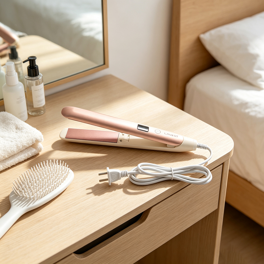 LAVEST Portable Electric Hair Straightener for Travel, LAVEST Ionic Ceramic Flat Iron Dual Voltage, Mini Hair Styling Iron with Adjustable Temp for Vacation and Business Trip
