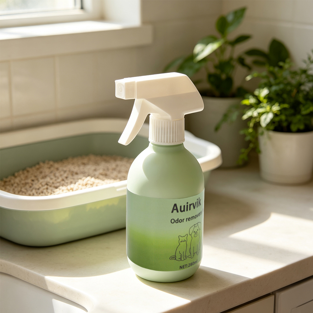 Auirvik Odor Removers for Pets, 280ml Natural Pet Smell Eliminator Spray for Carpets, Furniture, Floors, and Pet Bedding & Litter Boxes, Effectively Breaks Down Odors
