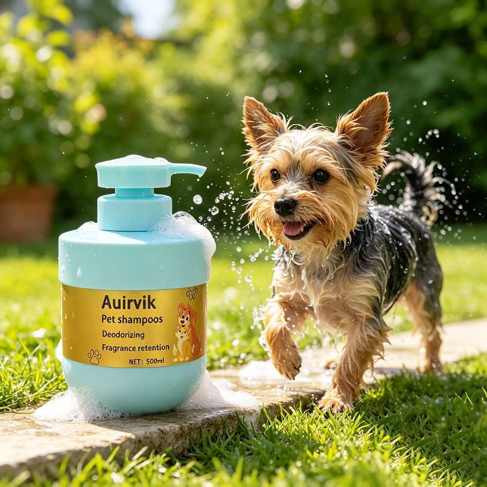 Auirvik Gentle Pet Shampoo 500ml – Non-Irritating, Removes Outdoor Dirt, Perfect for Dogs & Cats Daily Care