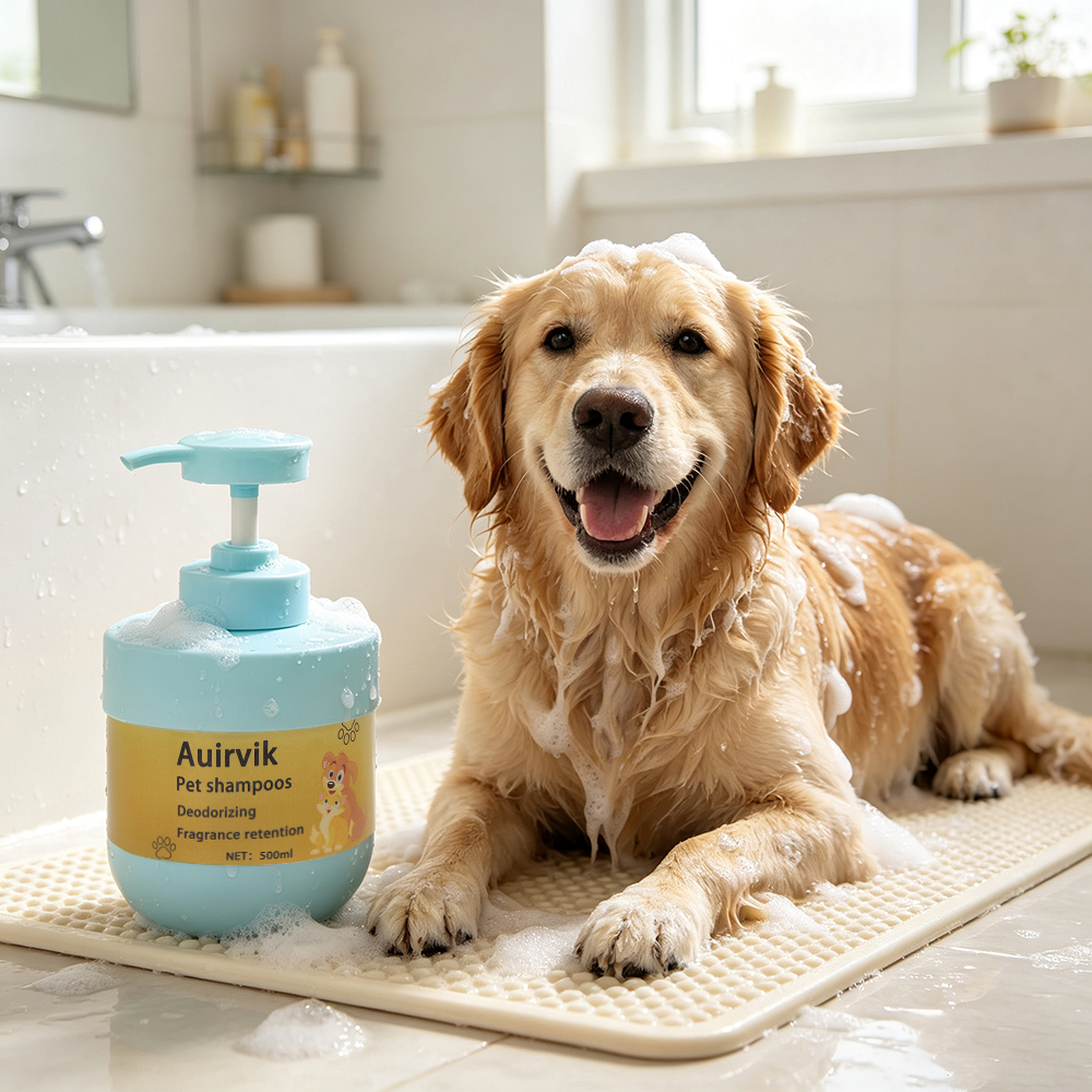 Auirvik Gentle Pet Shampoo 500ml – Non-Irritating, Removes Outdoor Dirt, Perfect for Dogs & Cats Daily Care
