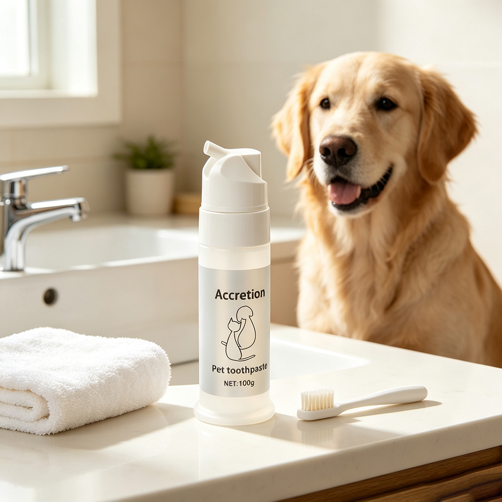 Accretion Pet Toothpaste for Dogs and Cats, 100g/3.5oz Pump Bottle Dental Care Gel for Daily Teeth Cleaning and Fresh Breath