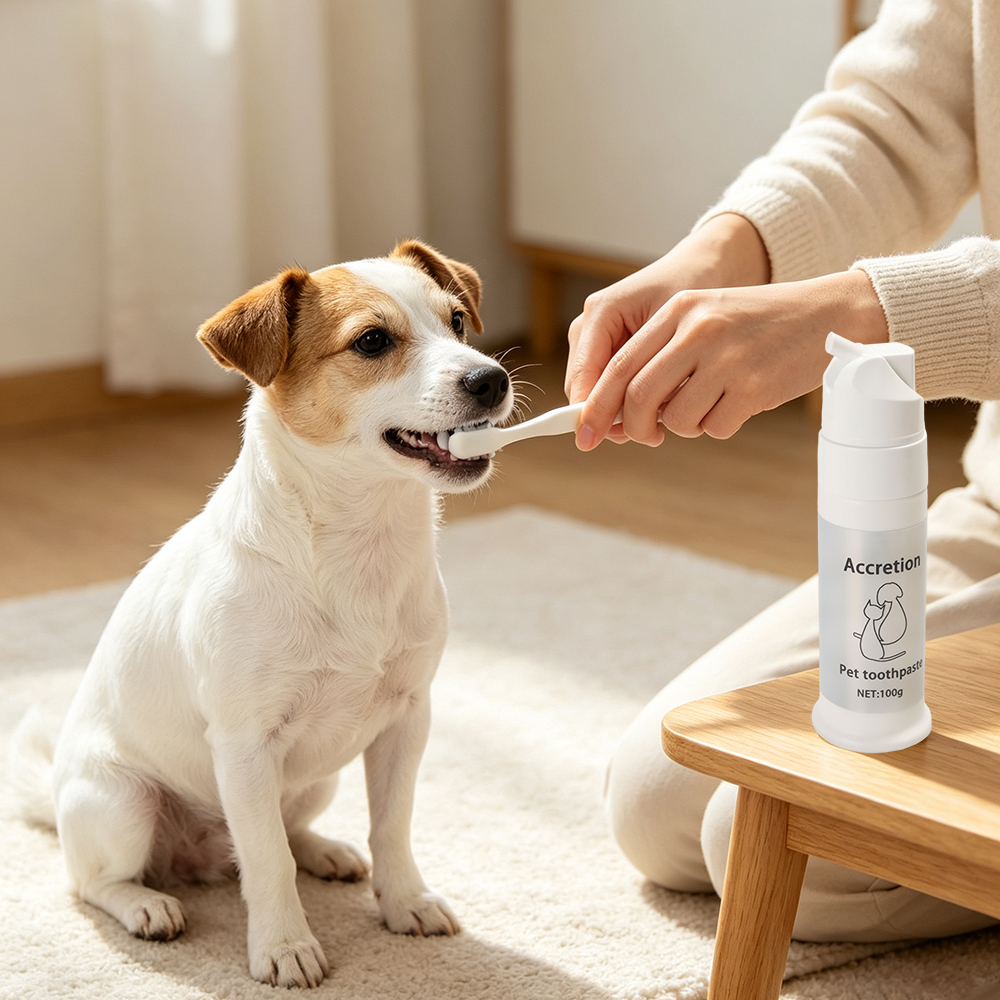 Accretion Pet Toothpaste for Dogs and Cats, 100g/3.5oz Pump Bottle Dental Care Gel for Daily Teeth Cleaning and Fresh Breath