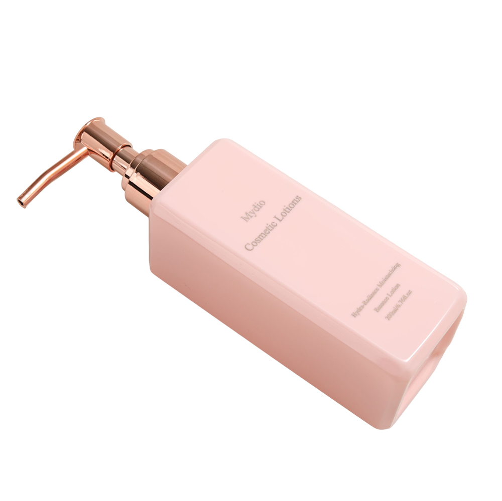 Mydio Hydra-Radiance Moisturizing Essence Lotions for Cosmetic Purposes, 200ml Elegant Pink Bottle with Rose Gold Pump for Daily Face and Body Care.