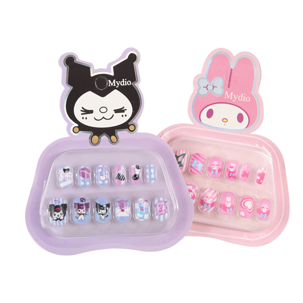 Mydio 2-Pack Kids False Nails Set – Cute Patterns False Nails for Birthday Parties, Cosplay, and Everyday Dress-Up