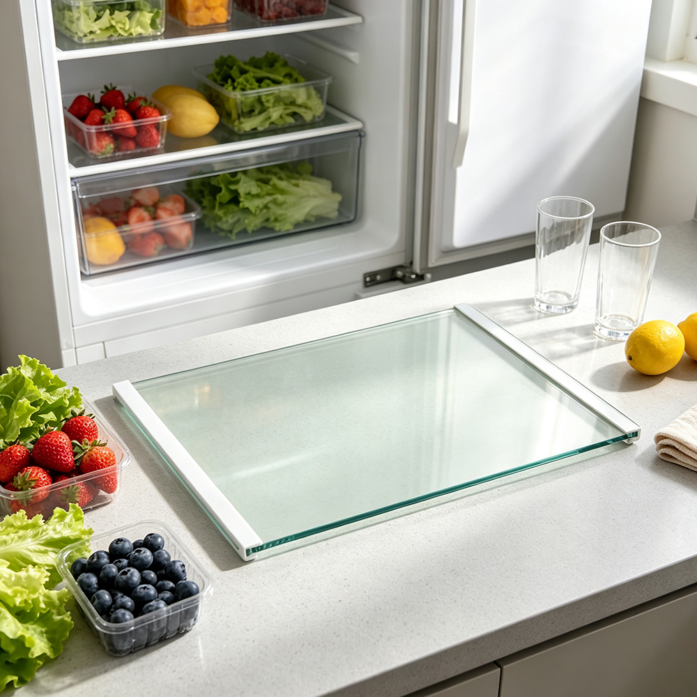 RAQVENX Refrigerator Glass Shelf Replacement, Durable Tempered Glass Fridge Organizer for Home Kitchen, Universal Fit for Household Refrigerators and Freezers