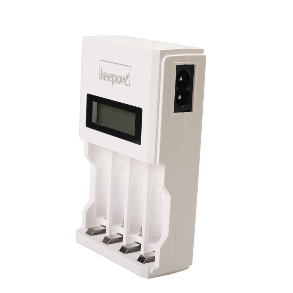 Keepow Smart Battery Charger with LCD Display, 4 Independent Slots, Compatible with AA/AAA Rechargeable Batteries, Portable Design, Suitable for Remote Controls, Toys, and Flashlights