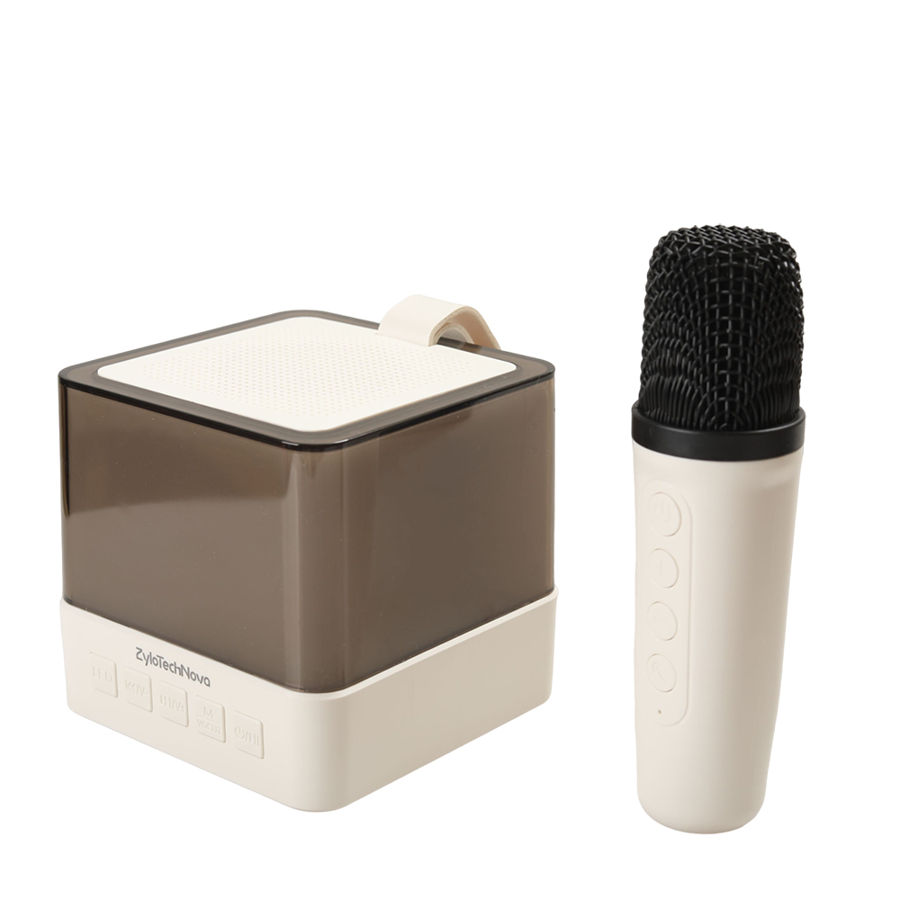 ZyloTechNova Portable Bluetooth Speaker with Wireless Mic – Personal Stereo for Outdoor Picnics, Travel, and Camping, Featuring LED Lights, 5 Voice Effects, and a Compact Rechargeable Design