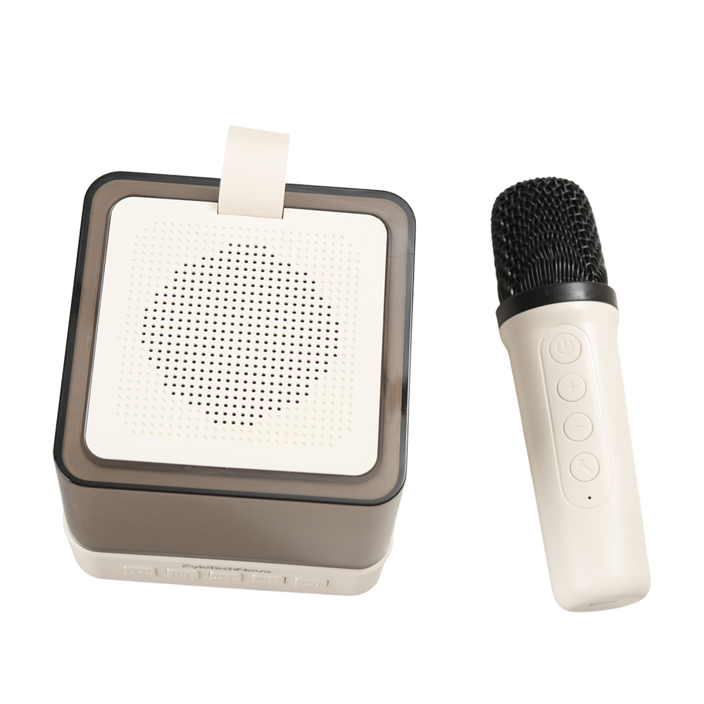 ZyloTechNova Portable Bluetooth Speaker with Wireless Mic – Personal Stereo for Outdoor Picnics, Travel, and Camping, Featuring LED Lights, 5 Voice Effects, and a Compact Rechargeable Design