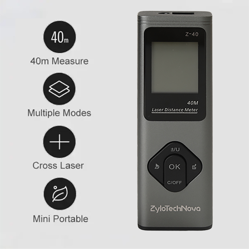 ZyloTechNova 40M Laser Rangefinder Handheld Digital Tape Measure 3-in-1 Area/Volume/Pythagorean Measurement HD LCD Display Rechargeable & Portable Laser Distance Meter for Home/Office/Construction