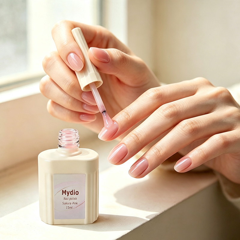 Mydio Sakura Pink Nail Polish, 2-Pack (15ml per bottle), Soft Nude Pink Gel Texture, Ideal for Daily Commuting and Home DIY Manicure