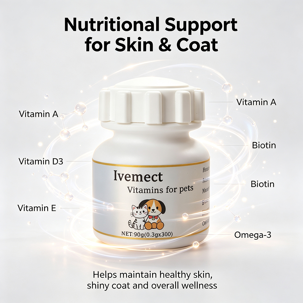 Ivemect Daily Multivitamin for Dogs and Cats – 300 Tablets, Supports Immune Health & Overall Vitality, Net Wt. 90g