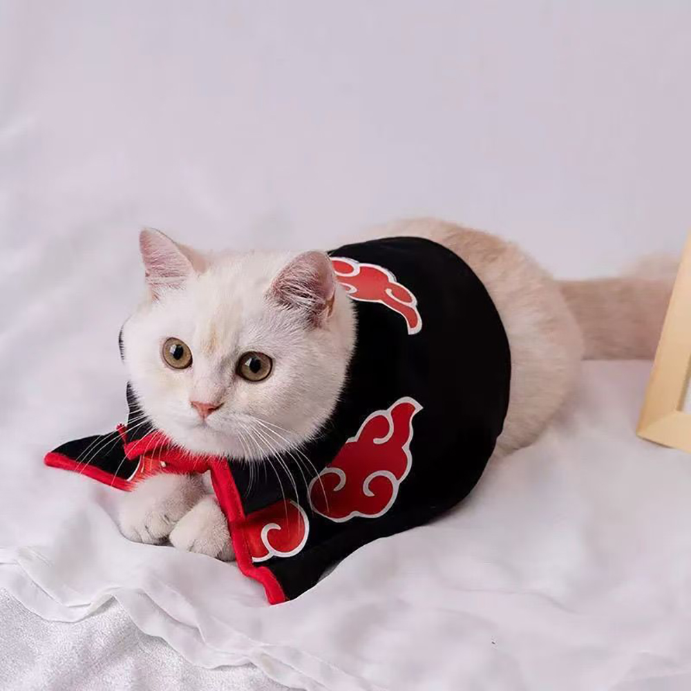 Kevorlith Stylish Red Cloud Pet Cloak with Standing Collar - Comfortable Capes for pets for Small Dogs & Kittens - Perfect for Comic-Con, Birthday Parties, and Pet Fashion Shows
