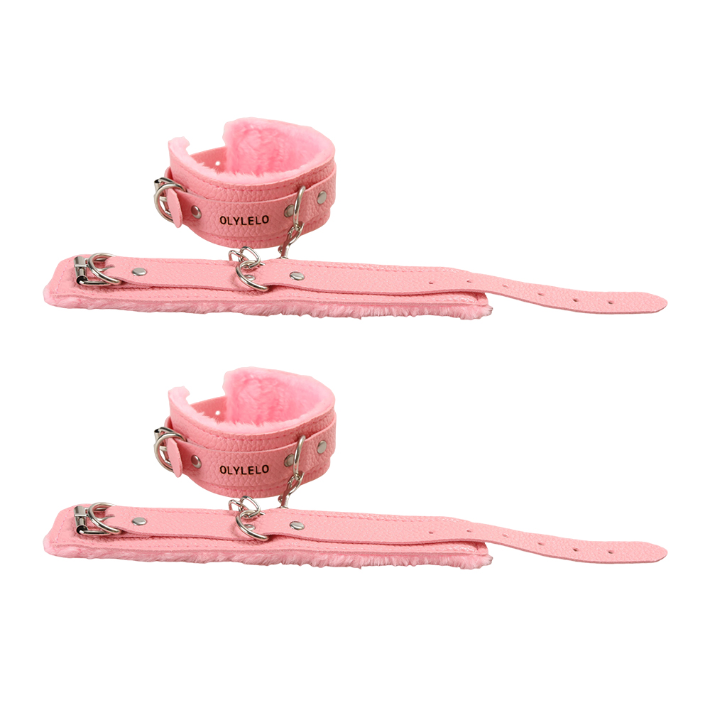OLYLELO Adult Sexual Stimulation Aids – Leather Soft Plush Lining , Adjustable Ankle/Wrist Handcuffs for Couples' Roleplay and Bedroom Entertainment