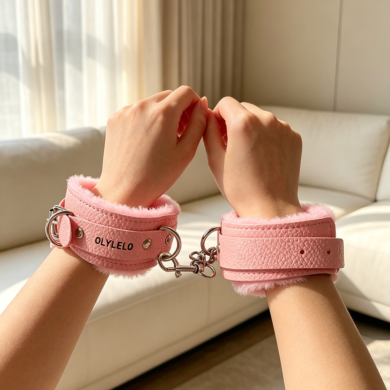 OLYLELO Adult Sexual Stimulation Aids – Leather Soft Plush Lining , Adjustable Ankle/Wrist Handcuffs for Couples' Roleplay and Bedroom Entertainment