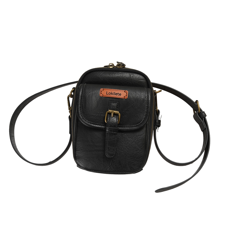 Lokilete Small Crossbody Bags for Men and Women, Vintage PU Leather Messenger Shoulder Bag for Travel, Hiking, and Daily Outdoors