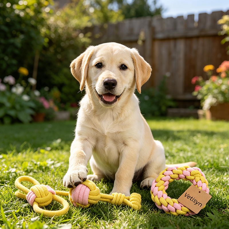Vetisyn 3-Pack Braided Cotton Rope Dog Toys – Durable Interactive Pull & Chew Toys for Teeth Grinding, Perfect for Daily Training and Indoor/Outdoor Activities