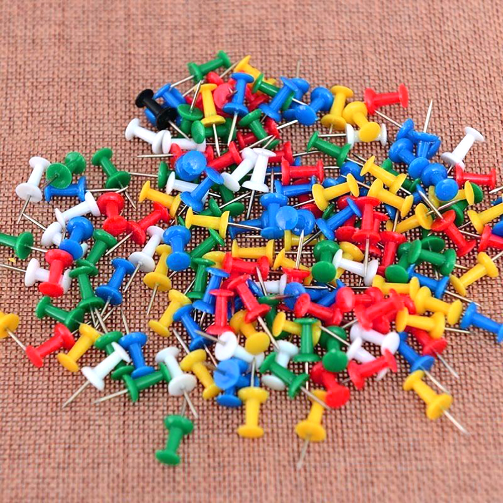 eZAKKA 200 Pcs Colorful Thumbtacks, Push Pins for Bulletin Board, Cork Board, Map, Office Home School Wall Decor