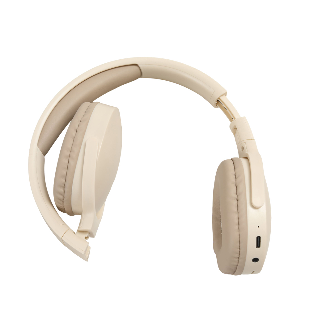 RQN Bluetooth Headphones – Foldable Wireless Headphones with Soft Memory Foam Earpads, Hi-Fi Stereo Sound for Travel, Home Office, and Online Classes, Beige