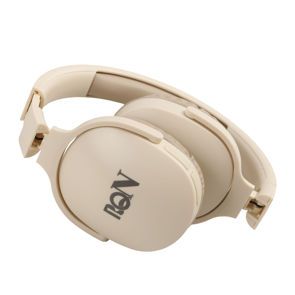 RQN Bluetooth Headphones – Foldable Wireless Headphones with Soft Memory Foam Earpads, Hi-Fi Stereo Sound for Travel, Home Office, and Online Classes, Beige