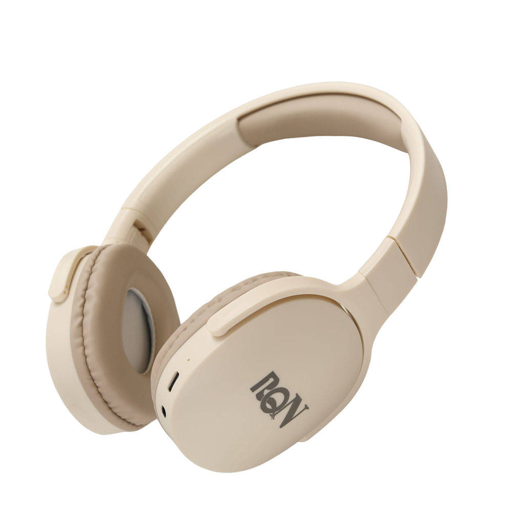RQN Bluetooth Over Ear Headphones, Foldable Wireless Headphones with Soft Memory Foam Earpads, HiFi Stereo Sound Headphones for Travel, Home Office & Online Class, Beige