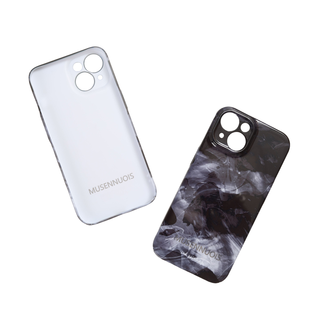 MUSENNUOIS Phone Case Compatible with iPhone 15 – Glossy Black Ink Marble Pattern, Shockproof Slim Protective Cover for Commute, Travel, and Home