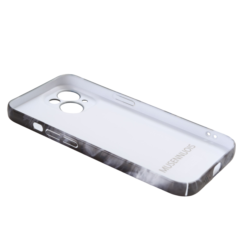 MUSENNUOIS Phone Case Compatible with iPhone 15 – Glossy Black Ink Marble Pattern, Shockproof Slim Protective Cover for Commute, Travel, and Home