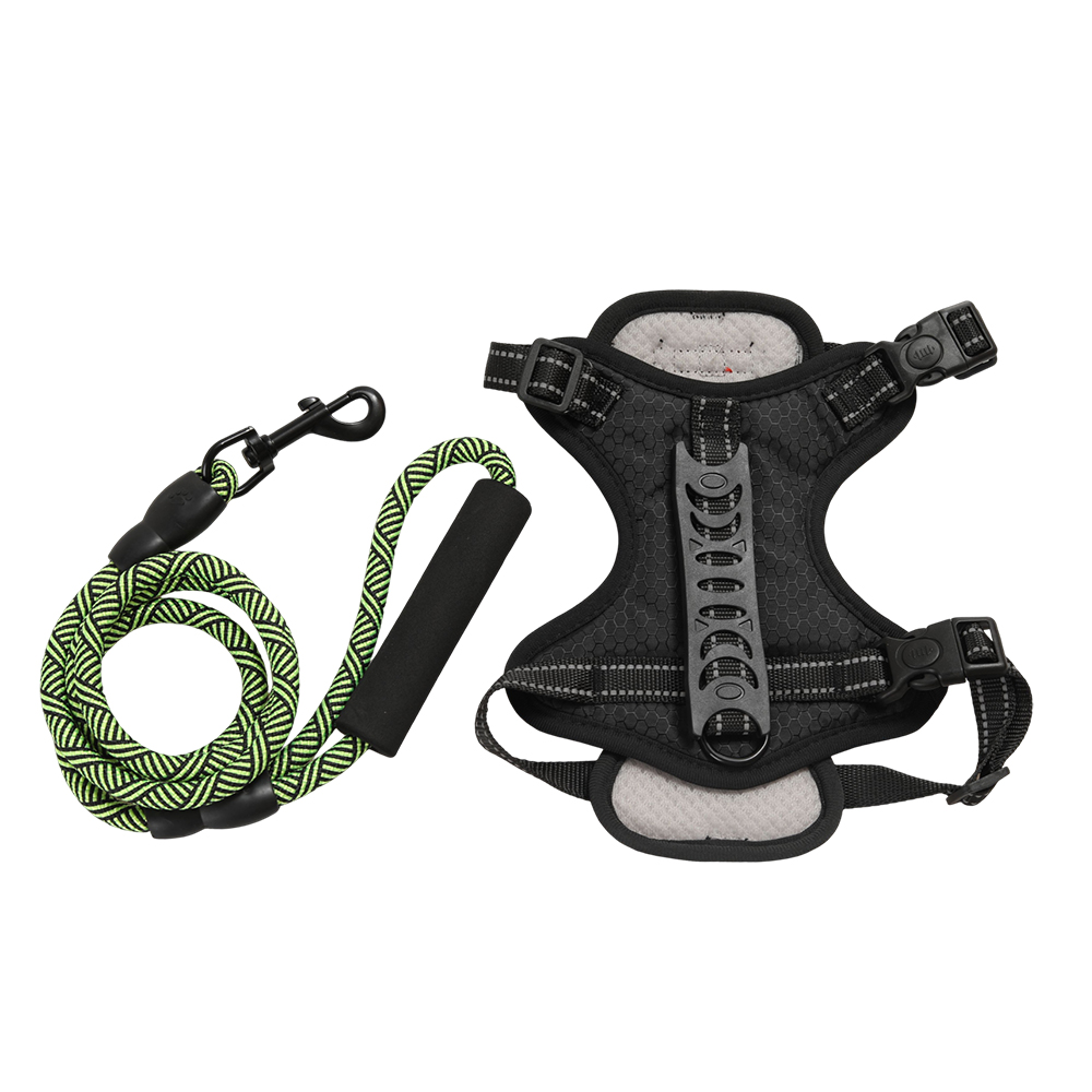 Fonquzel Harness for Dogs, No Pull Dog Harness with Reflective Strips & Dog Leash Set, Adjustable Soft Padded Pet Vest Harness for Walking Hiking Outdoor Training Daily Use