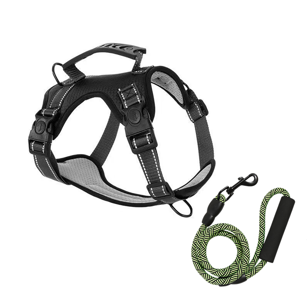 Fonquzel Harness for Dogs, No Pull Dog Harness with Reflective Strips & Dog Leash Set, Adjustable Soft Padded Pet Vest Harness for Walking Hiking Outdoor Training Daily Use Fonquzel Harness for Dogs, No Pull Dog Harness with Reflective Strips & Dog Leash Set, Adjustable Soft Padded Pet Vest Harness for Walking Hiking Outdoor Training Daily Use