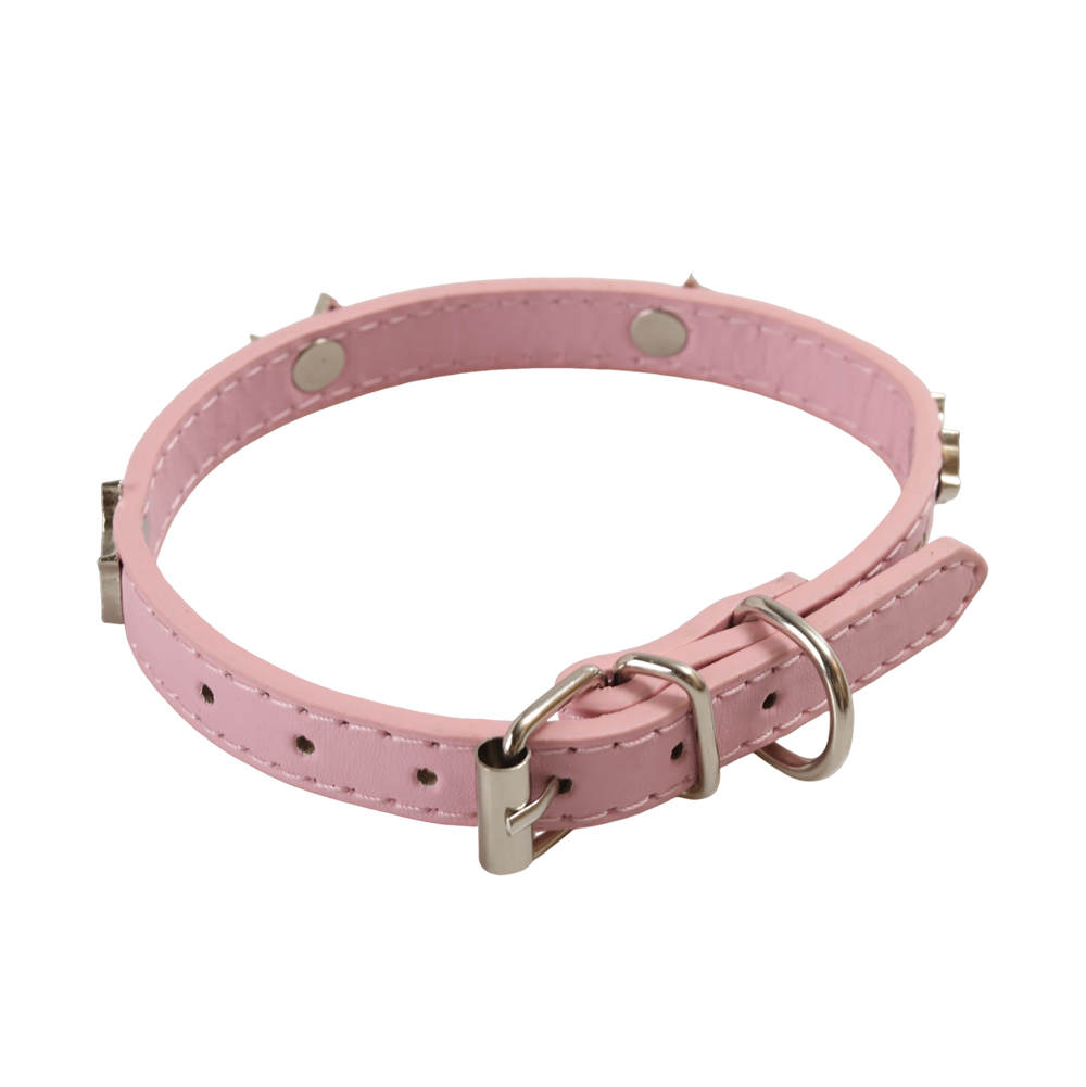 Fonquzel Collars for pets, Adjustable PU Leather Dog Collar with Metal Puppy Decor, Soft Comfort Pet Collar for Daily Walking Outdoor Training Home Wear for Small Dogs