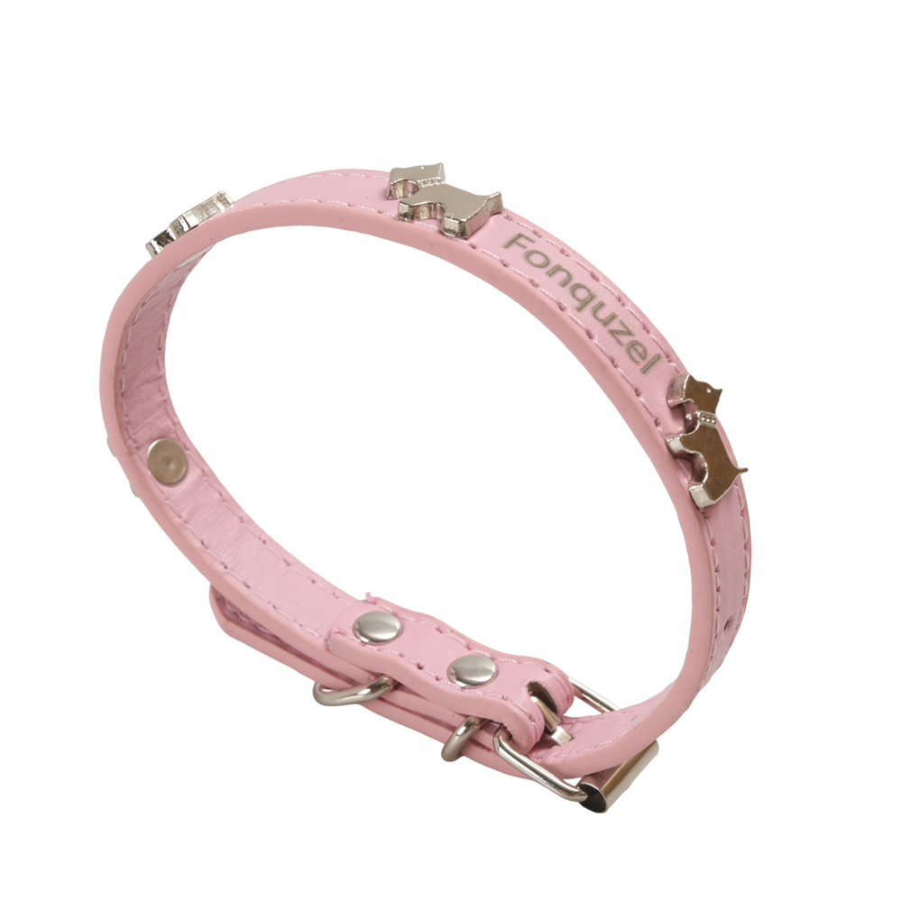 Fonquzel Collars for pets, Adjustable PU Leather Dog Collar with Metal Puppy Decor, Soft Comfort Pet Collar for Daily Walking Outdoor Training Home Wear for Small Dogs