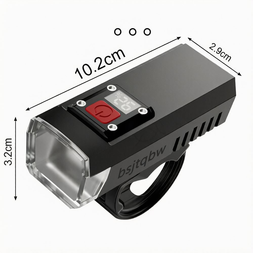 bsjtqbw Bicycle Front Light with LCD Screen – 800mAh Super Bright Wide Angle Bike Headlamp, 3-6H Runtime, 3 Modes, Waterproof Quick-Release for Urban Commute & MTB