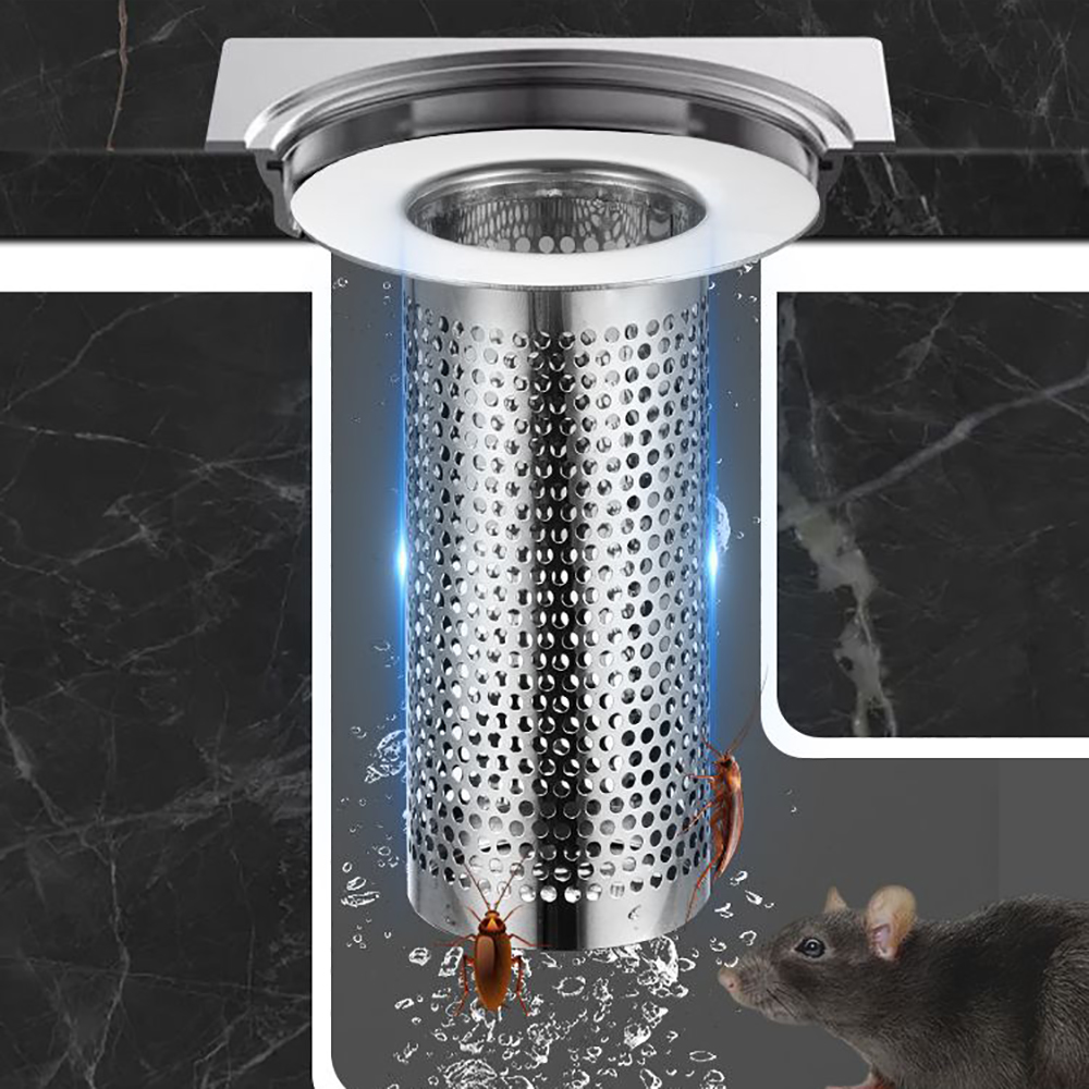 Mjanyd Strainers for Plumbing Drains, Cylinder Stainless Steel Drain Strainer for kitchen, bathroom, and balcony 3.2 x 2inch
