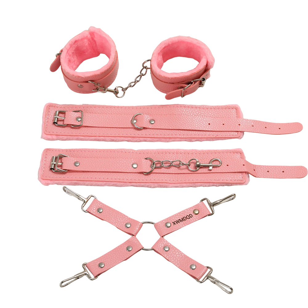 XWMDQD Adult Sexual Stimulation Aid — Plush-lined Wrist and Ankle Restraint Cuffs with Crisscross Straps for Bedroom Role Play, Party Cosplay
