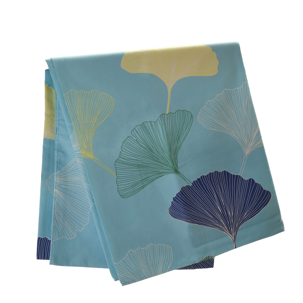 Adorila Ginkgo Leaf Print Flat Bed Sheet – Soft Polyester Bed Sheet for Bedrooms and Guest Rooms, Light Blue