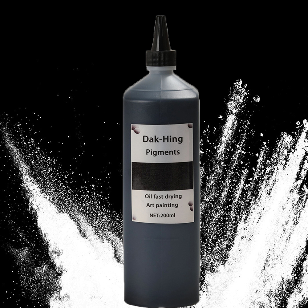 Dak-Hing Fast-Drying Black Oil Pigments – 200ml Squeeze-Bottle Art Pigments for Canvas Oil Painting, Professional Painting Supplies for Artists, Beginners, and Students