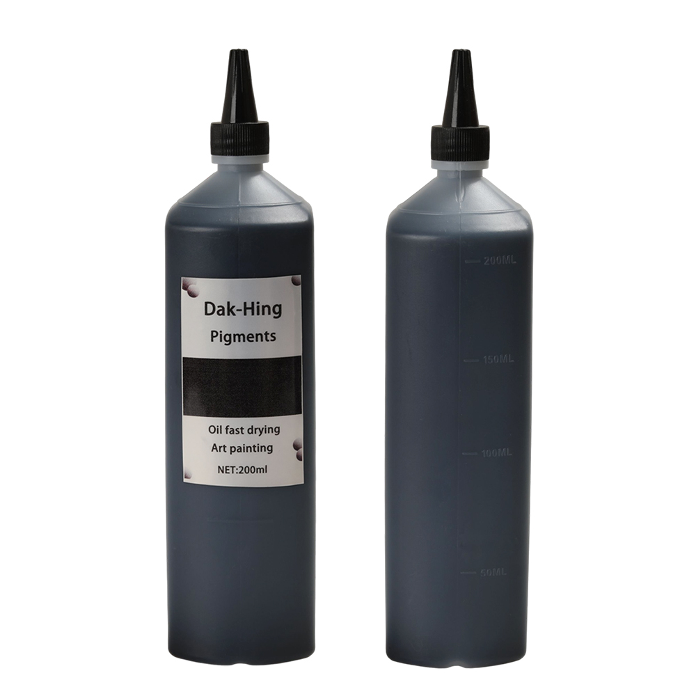 Dak-Hing Fast-Drying Black Oil Pigments – 200ml Squeeze-Bottle Art Pigments for Canvas Oil Painting, Professional Painting Supplies for Artists, Beginners, and Students