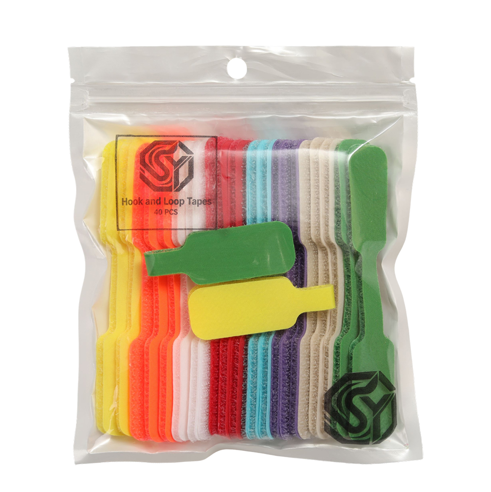 SY 40 Pack Multicolor Hook-and-loop fastening tapes, Reusable Cable Straps for Cord Management, Home Office Desktop Wire Organizer for Charging Cables, Earphone Cords, Audio Wires