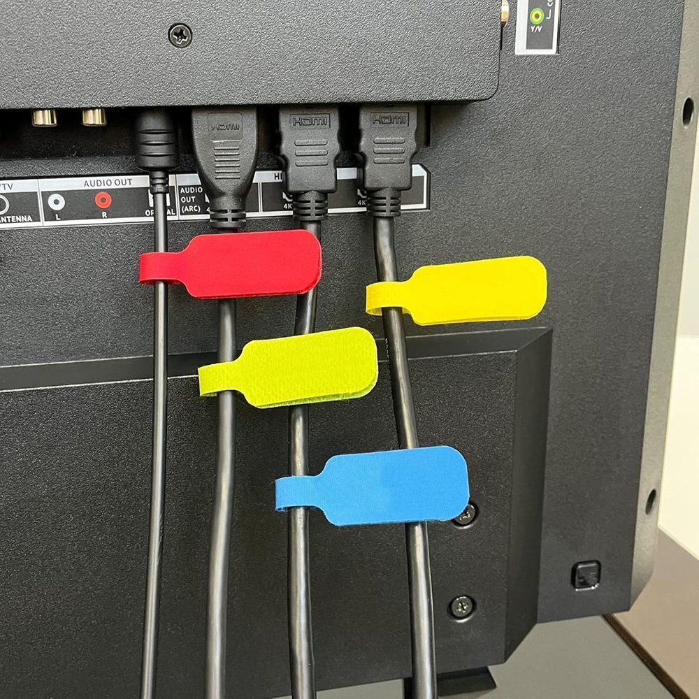 SY 40 Pack Multicolor Hook-and-loop fastening tapes, Reusable Cable Straps for Cord Management, Home Office Desktop Wire Organizer for Charging Cables, Earphone Cords, Audio Wires