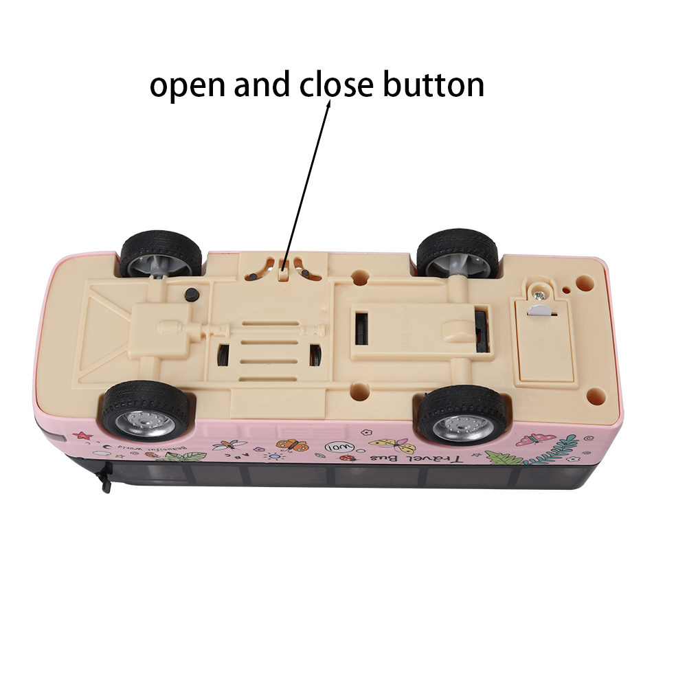 Mockie Children's toy sound and light bus toy car fall-resistant simulation bus door open car model.