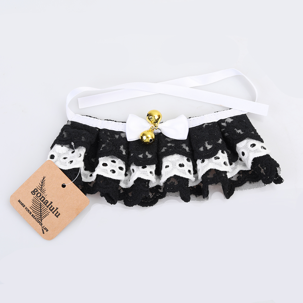 gonalulu Collars For Cats,cat Collar Lace Decorative Cute Cotton Creative Metal Puppy Bib Collar With Bell Detachable Indoor Fun Novelty Bow