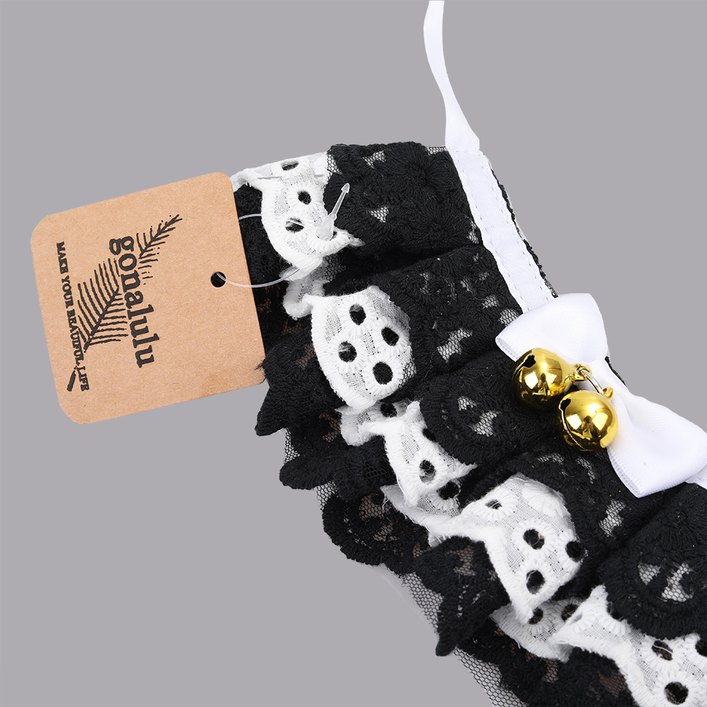 gonalulu Collars For Cats,cat Collar Lace Decorative Cute Cotton Creative Metal Puppy Bib Collar With Bell Detachable Indoor Fun Novelty Bow