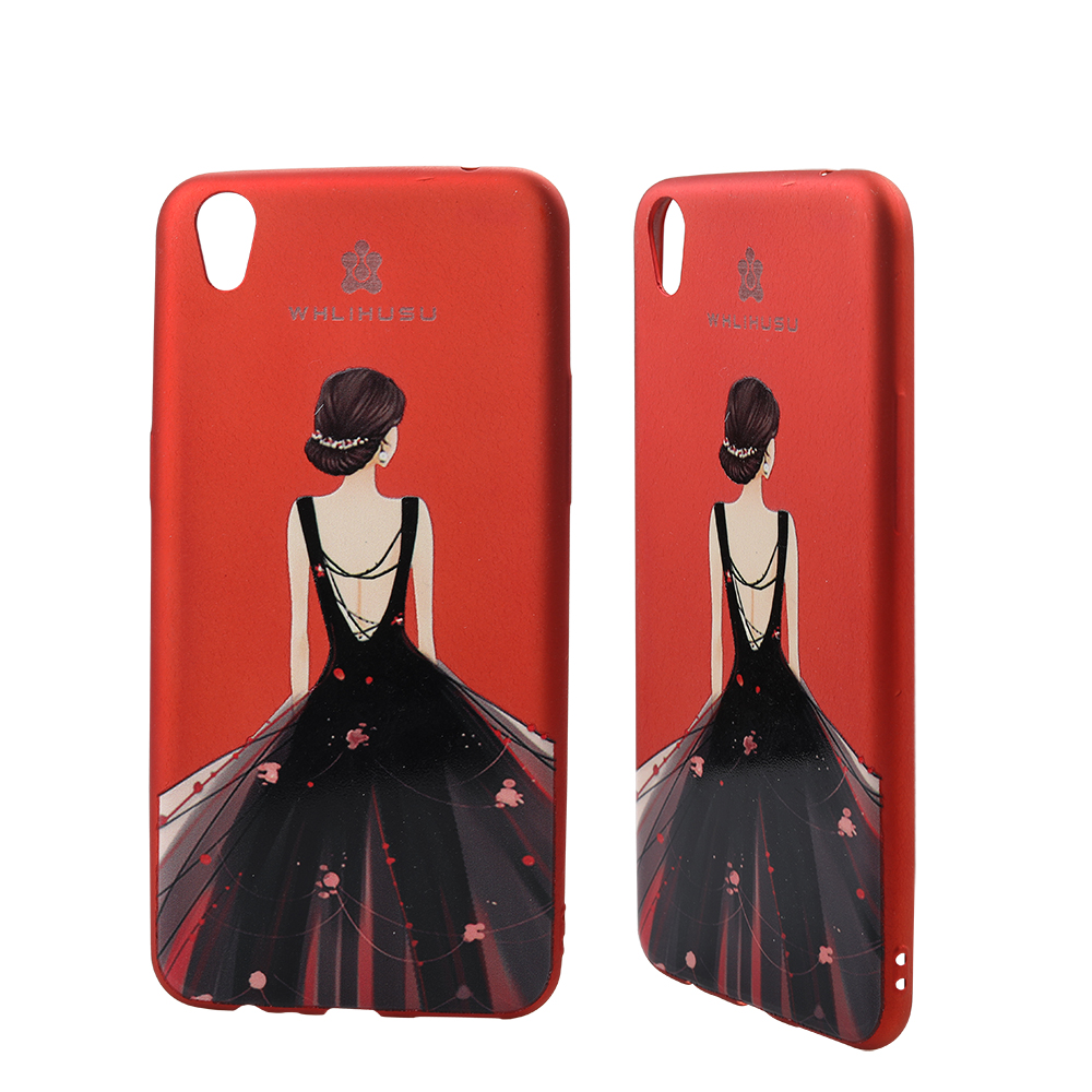 WHLIHUSU Smartphone case back pattern model female, minimalist model red phone case.