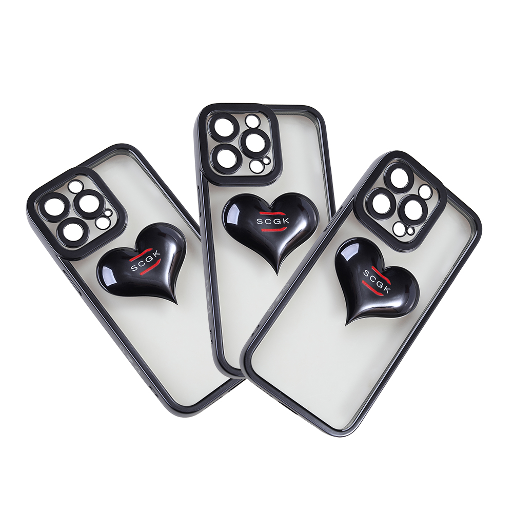 SCGK simple model fashion three-dimensional love Apple 13 Pro smartphone case transparent shell.