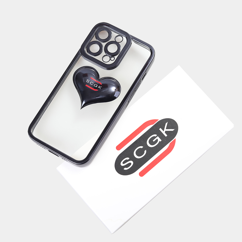 SCGK simple model fashion three-dimensional love Apple 13 Pro smartphone case transparent shell.